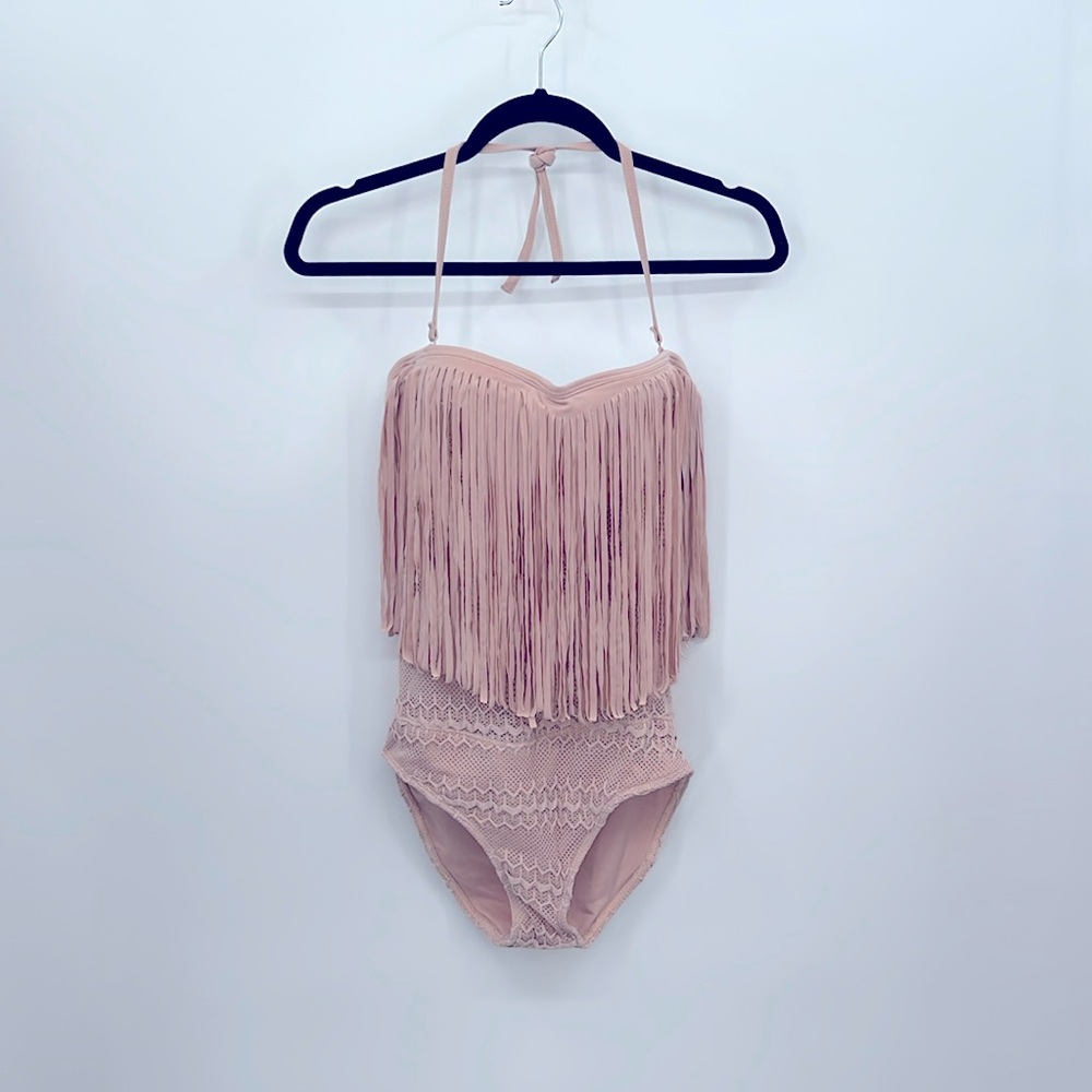 Sea Charm Fringe and Crochet One Piece Swimsuit